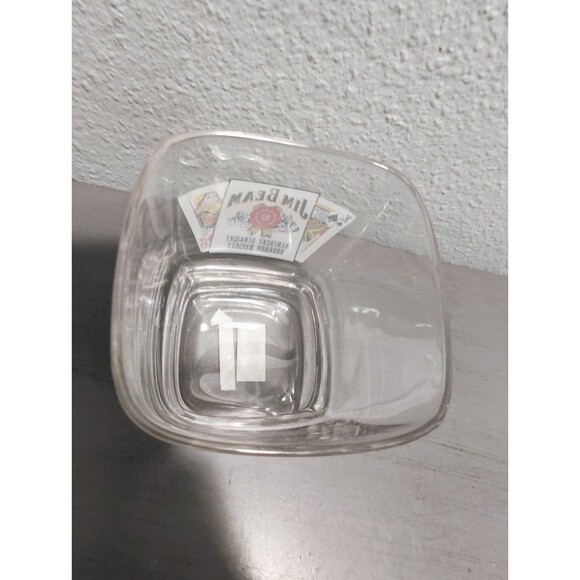 Jim Beam Kentucky Straight Bourbon Whiskey Heavy Square 16 Oz Glass, Poker, EUC - Picture 6 of 6
